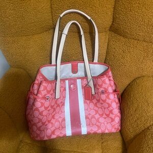 Coach Vibrant Red  and pink Tote bag